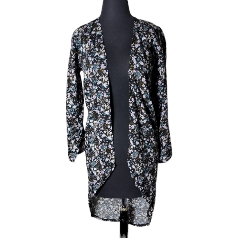 Charlotte Daniel floral kimono women's S/M black green white open front